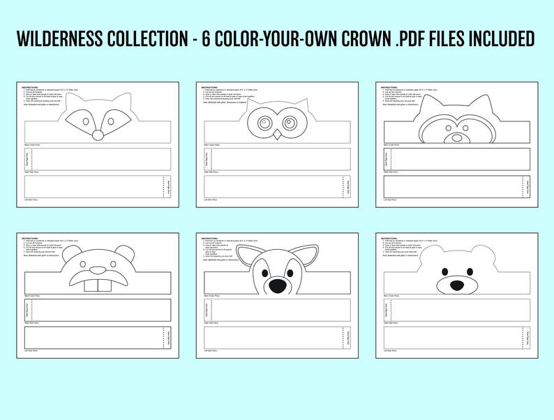 Wilderness Multi-Pack COLOR YOUR OWN Crown Printables image 1