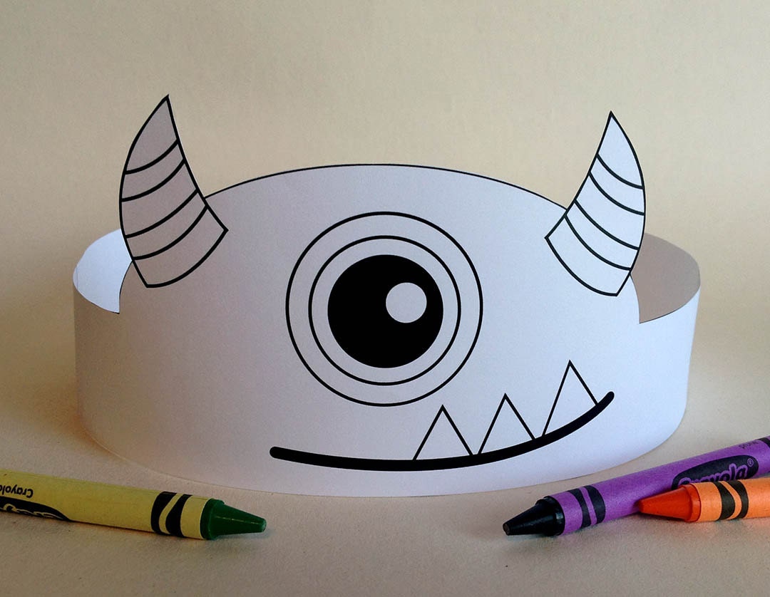 monster crown color your own printable etsy
