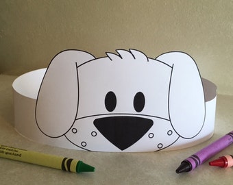 Puppy Paper Crown COLOR YOUR OWN - Printable