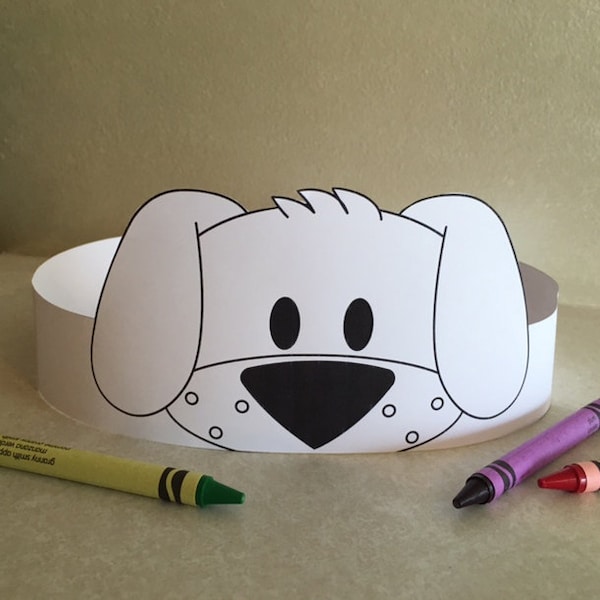 Puppy Paper Crown COLOR YOUR OWN - Printable