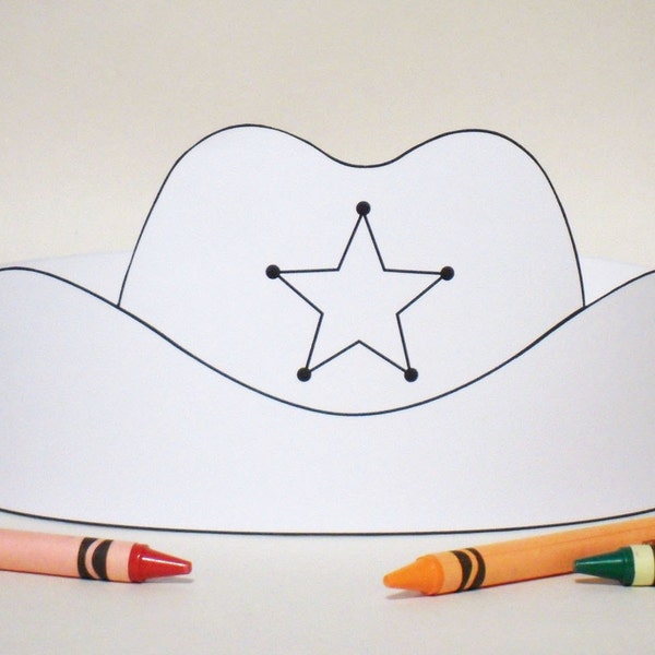 Cowboy Hat Paper Crown COLOR YOUR OWN - Printable