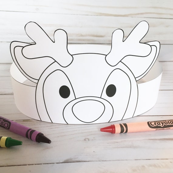 Reindeer Paper Crown COLOR YOUR OWN Printable