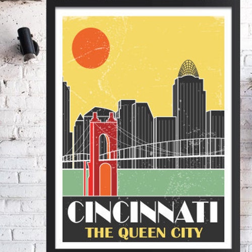 Cincinnati Poster Cincinnati Wall Art Cincinnati Art Print Etsy