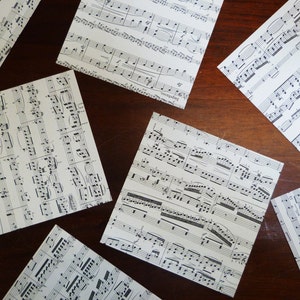 40 sheets ORIGAMI paper , genuine random music sheets 7.5x7.5cm VINTAGE