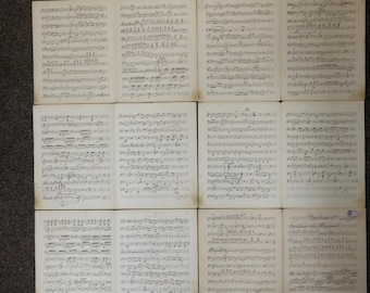 antique handwritten music paper, 1 sq metre, c.1900   #E