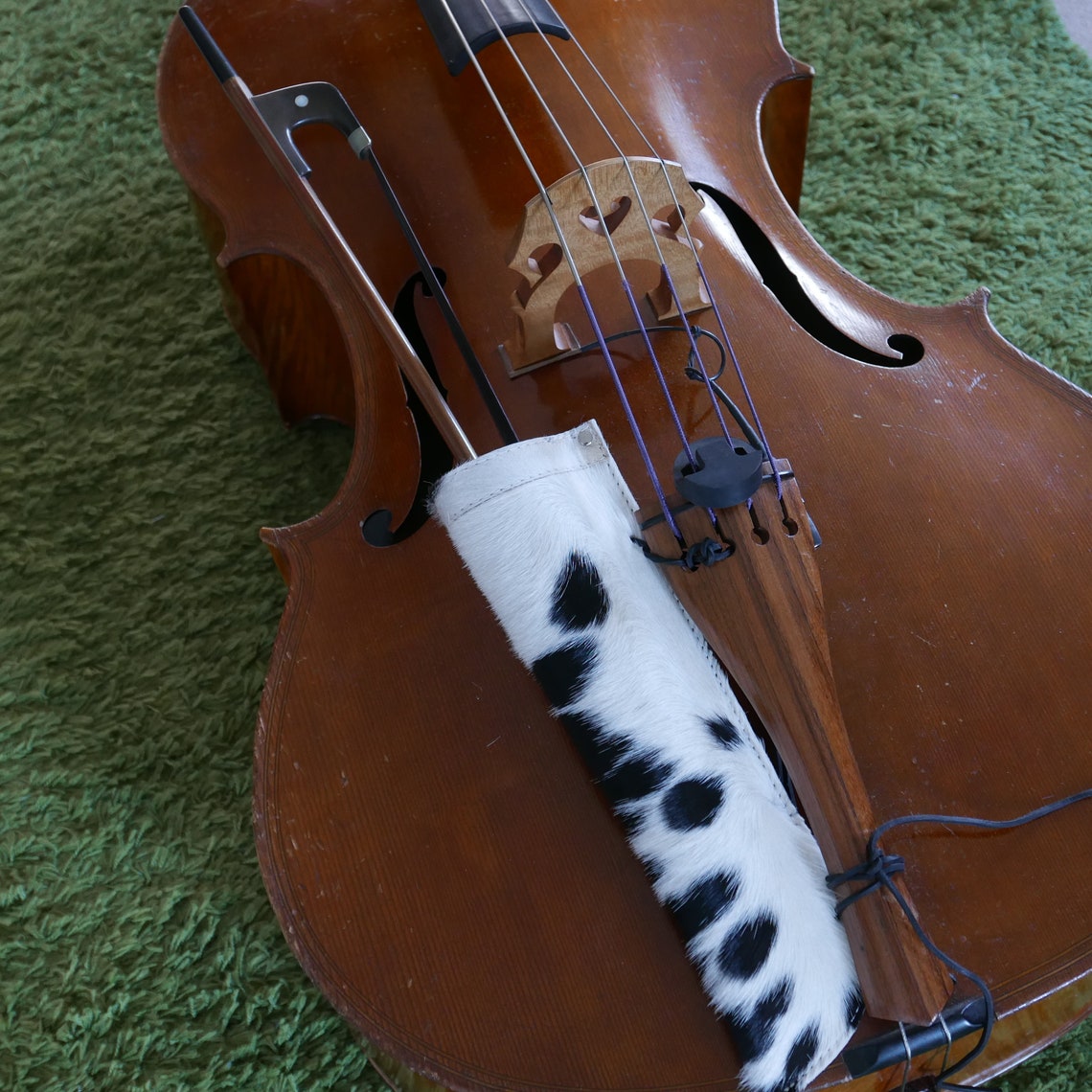 Double Bass Bow Quiver Genuine Cowhide Mid Brown / White Etsy
