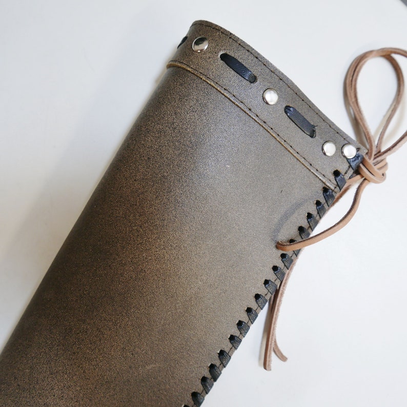 Double bass bow quiver antiqued studded leather with bound Etsy