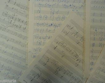 music paper HANDWRITTEN MANUSCRIPT , 20 SHEETS craft origami card making