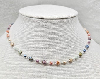 Colorful Star Beaded Necklace: Czech Glass Bead Choker
