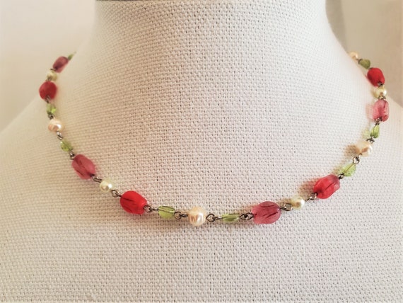 Flower Choker Necklace Red Flower 