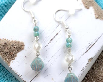 Summer Aquamarine Earrings | Beachy Dangle Earrings | Beach Fashion Jewelry