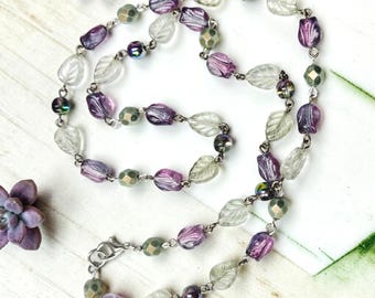 Purple Tulip Flower Choker or Long Floral Tulip Necklace; Fashionable Gifts