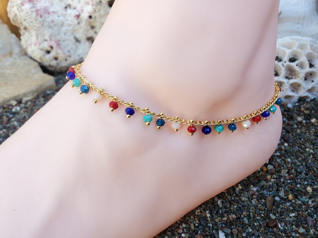 Colorful Anklets, Beach Ankle Bracelet, Summer Anklets, Rainbow Anklets ...