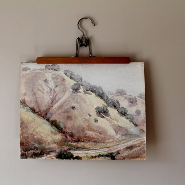 Original Watercolor Painting - Ian Hamilton Campbell - American Artist - Landscape - Trees - Hills - Fields - California