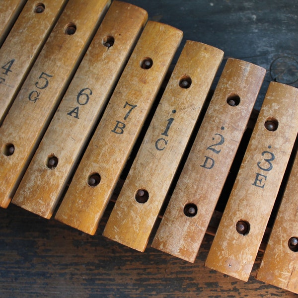 Antique / Vintage Xylophone - Repurpose - Wall Hanging - Decor - Wooden - Made in Japan - Musical Instrument