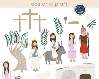 Easter Sunday Jesus Clip Art Graphics  - Hand-Drawn Digital Illustrations- Commercial Use Royalty Free - instant download