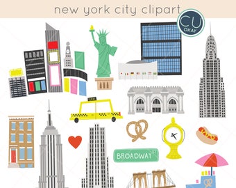 New York City Map Travel Clip Art Graphics  - Hand-Drawn Digital Illustrations- Commercial Use Royalty Free - instant download