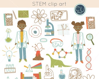 Science Math Teacher STEM Clip Art Graphics- Hand-Drawn Digital Illustrations- Commercial Use - instant download