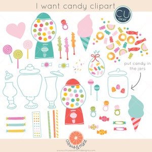 Candy Gummy Bear Gumball Digitale Clipart - PNG-Dateien - Handgezeichnete digitale Illustrationen - Kommerzielle Nutzung Lizenzfrei - direkter Download