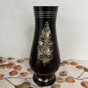 Brass Etched Bud Vase