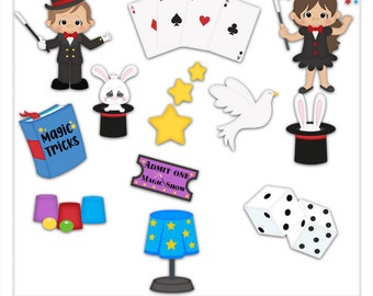 DIGITAL SCRAPBOOKING CLIPART - Magic Show