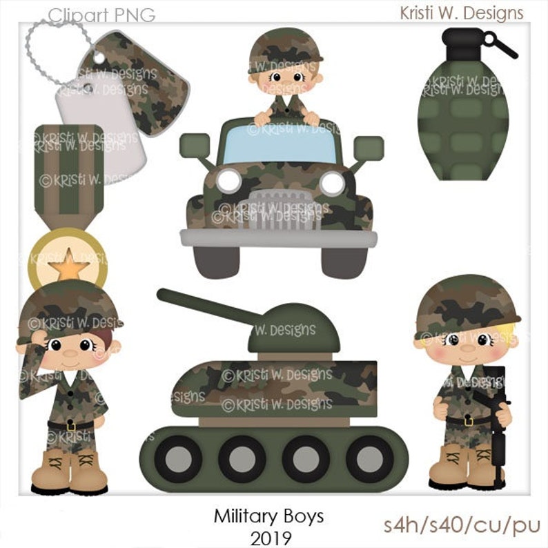 DIGITAL SCRAPBOOKING CLIPART Military Boys image 1