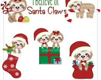 DIGITAL SCRAPBOOKING CLIPART - Santa Claws