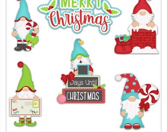 DIGITAL SCRAPBOOKING CLIPART - Merry Christmas Gnomes