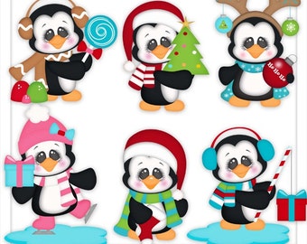 DIGITAL SCRAPBOOKING CLIPART - Holiday Penguins