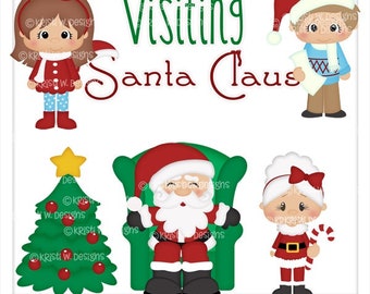 DIGITAL SCRAPBOOKING CLIPART - Visiting Santa