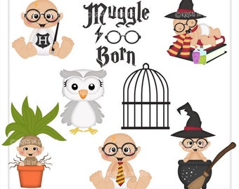 DIGITAL SCRAPBOOKING CLIPART - Wizard Babies - Exclusive