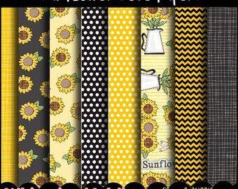 DIGITAL SCRAPBOOKING Clipart & Digital Stamps - Sunflower Love Papers