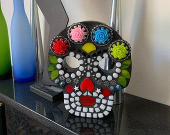 Dia De Los Muertos Celebration Mosaic Skull Art