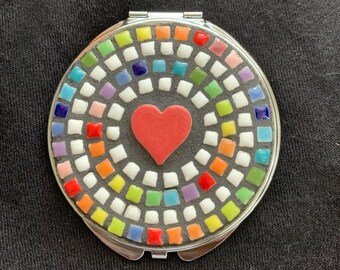 Crazy Heart Signature Mosaic Compact Mirror