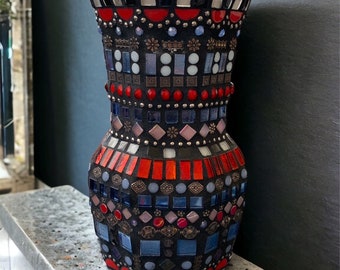 Colorful Large Mosaic Glass Vase