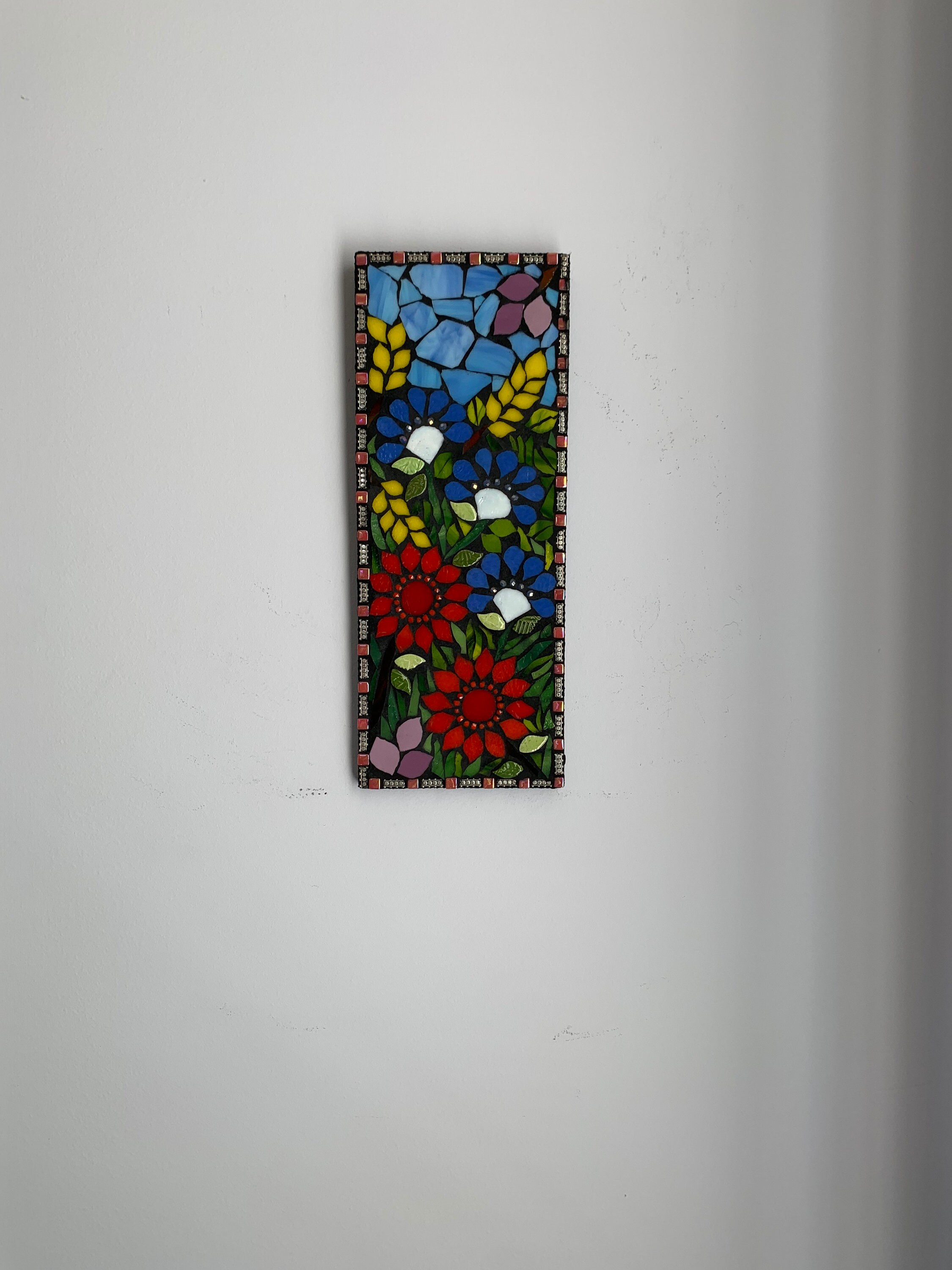 Mosaic Wall Art, Colorful Mixed Media Glass Art, Unique Vibrant Wall