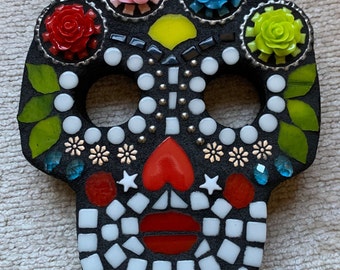 Dia De Los Muertos Celebration Mosaic Skull Art