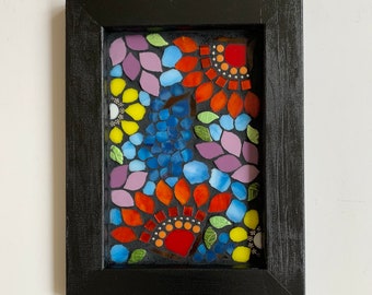 Bright Mosaic Glass Contemporary Flower Wall Art Panel