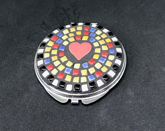 Signature Crazy Heart Mosaic Compact Mirror
