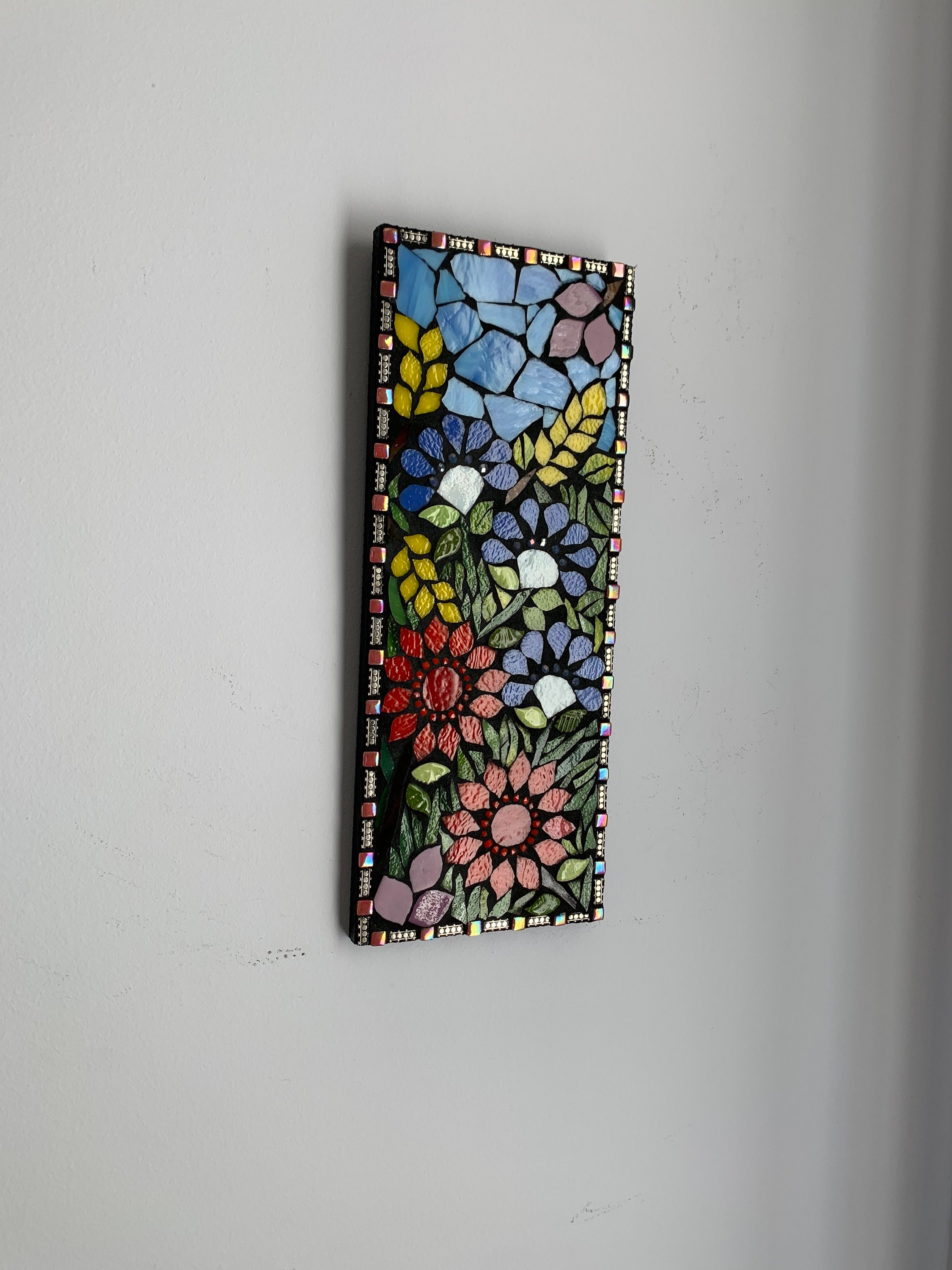 Mosaic Wall Art, Colorful Mixed Media Glass Art, Unique Vibrant Wall