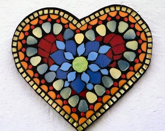 Colorful Mosaic Tile Heart, Home Wall Decor, Design Idea