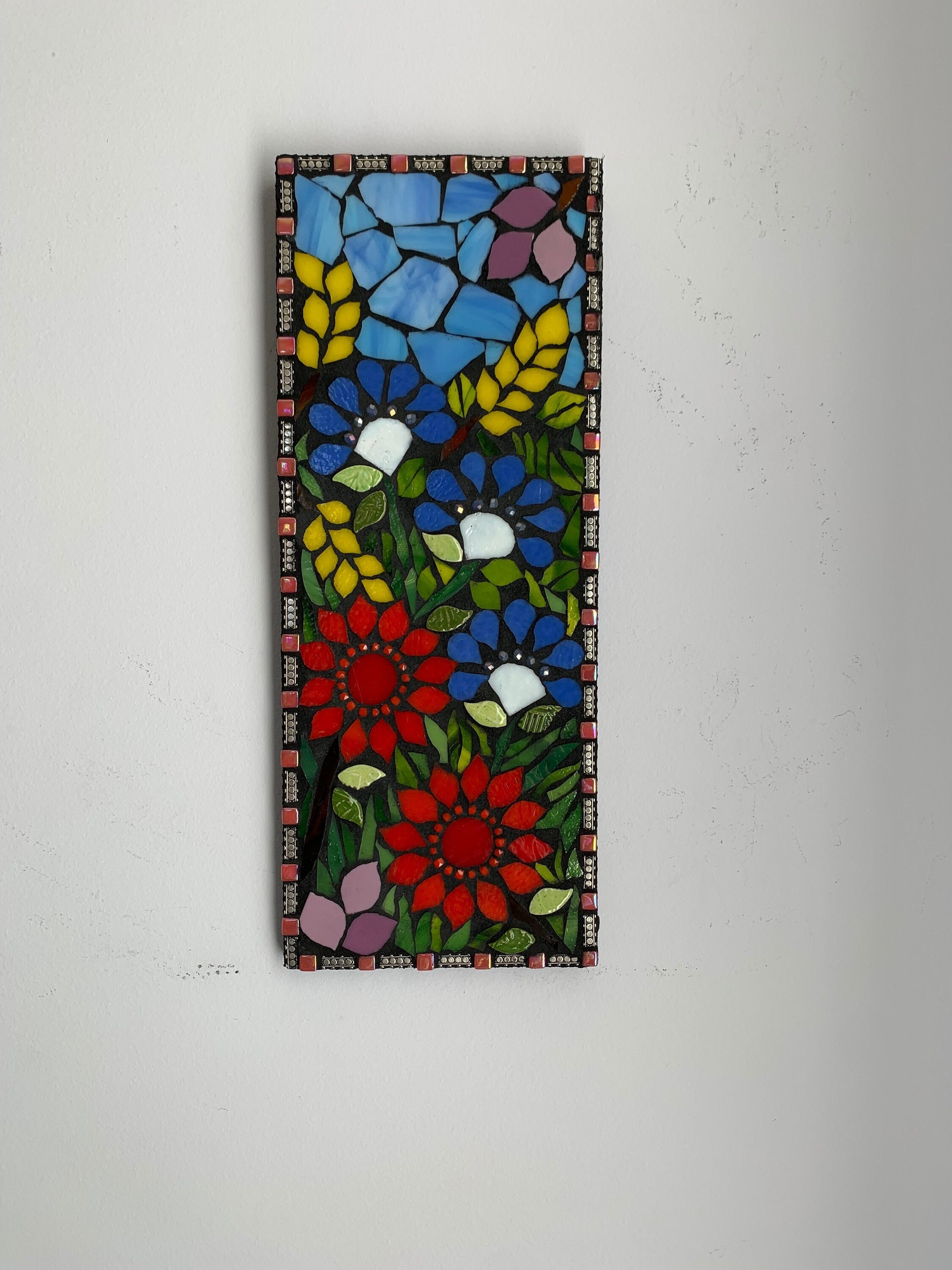 Mosaic Wall Art, Colorful Mixed Media Glass Art, Unique Vibrant Wall