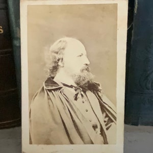 Antique Victorian Photo of Alfred Lord Tennyson - Famous Poet -  Victorian Celebrity - Carte de Visite -Cdv
