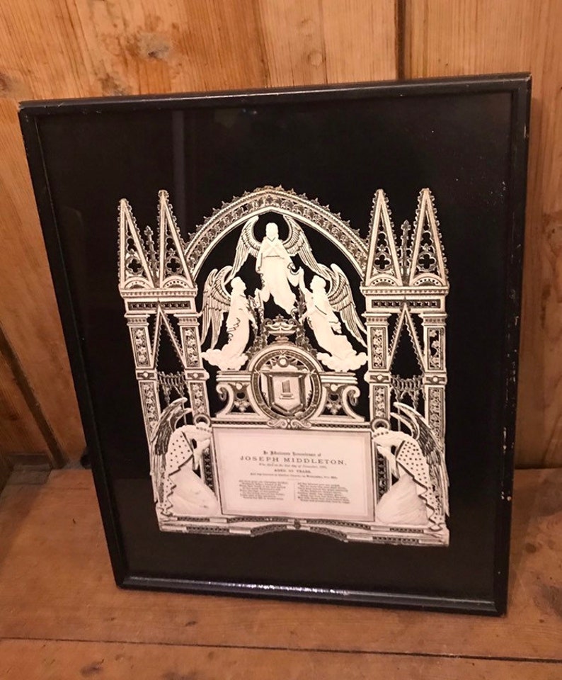 Beautiful Framed Antique 1873 Victorian Memorial Mourning Etsy
