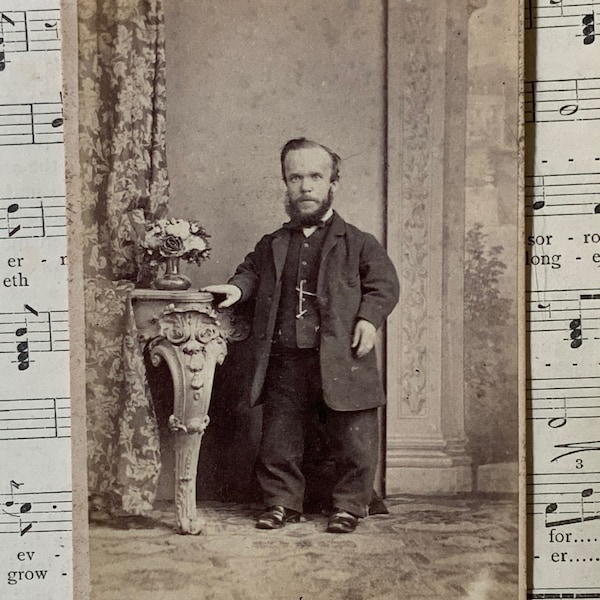 Rare Antique Victorian Carte De Visite CDV Photo of a Little Person - Gentleman with Dwarfism - Oddity - Curiosity