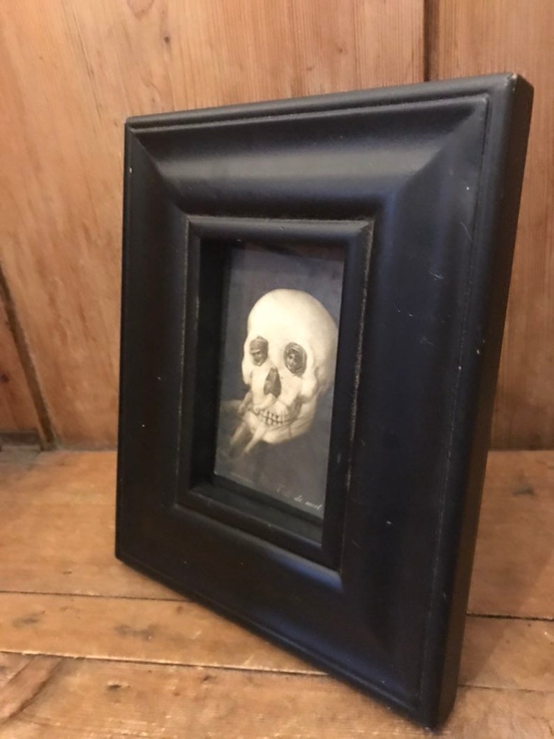 Beautiful Framed Antique Metamorphic Skull Postcard Couple Etsy