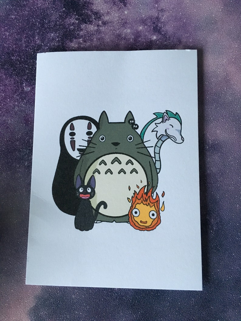 Ghibli Gang Inspired Card Studio Ghibli Totoro Birthday Etsy