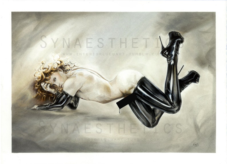 Erotic Art bondage Male Nude Limited Edition 210 Homoerotica Gicl\u00e9e Print of Illustration: Slippage Print on cotton rag Male Erotica