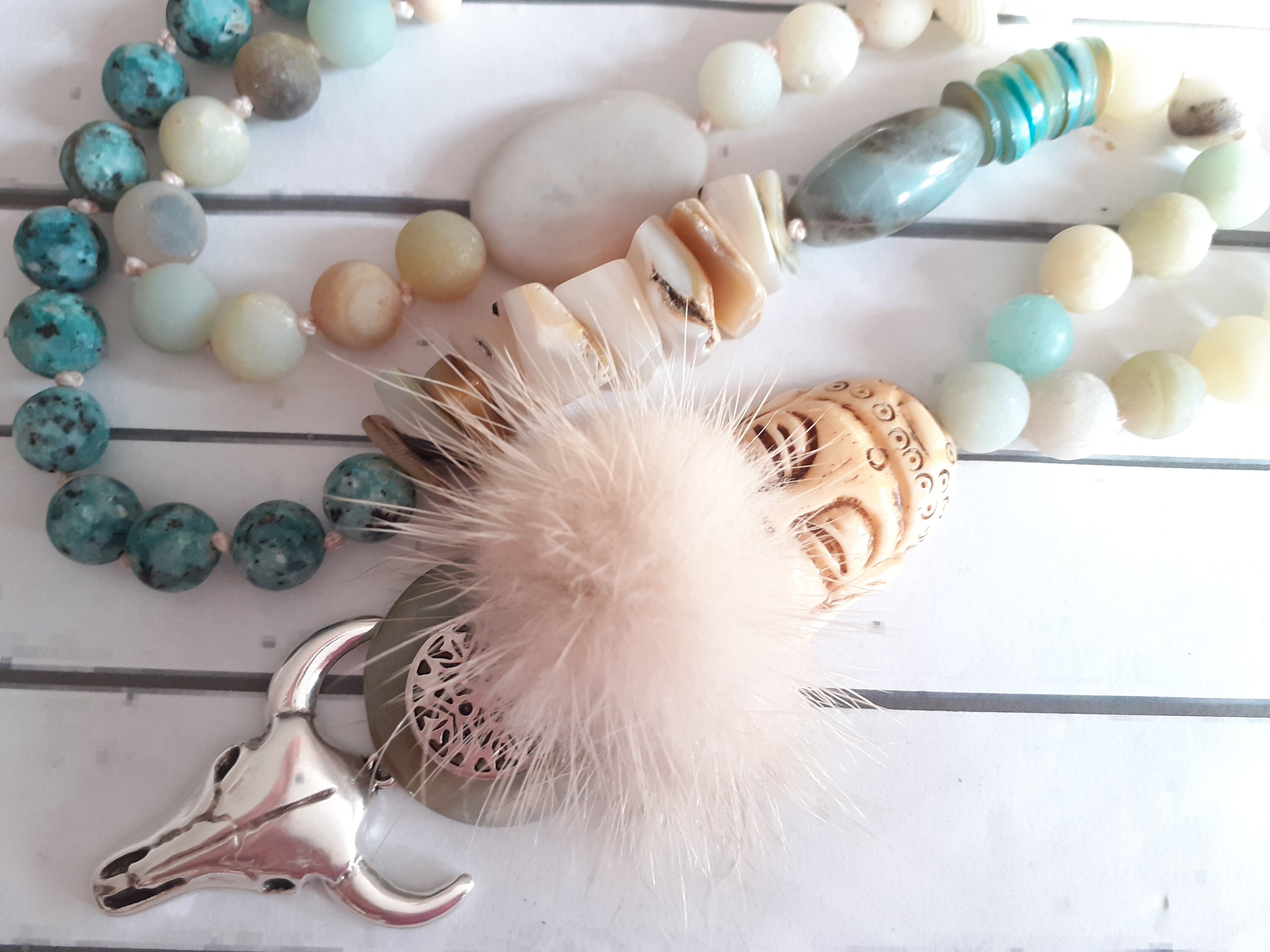 Handgefertigte Halskette Samen Perle Boho Amerikanischer Stil