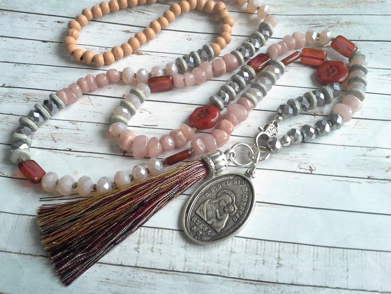 Charm Necklace Jade Glass beads